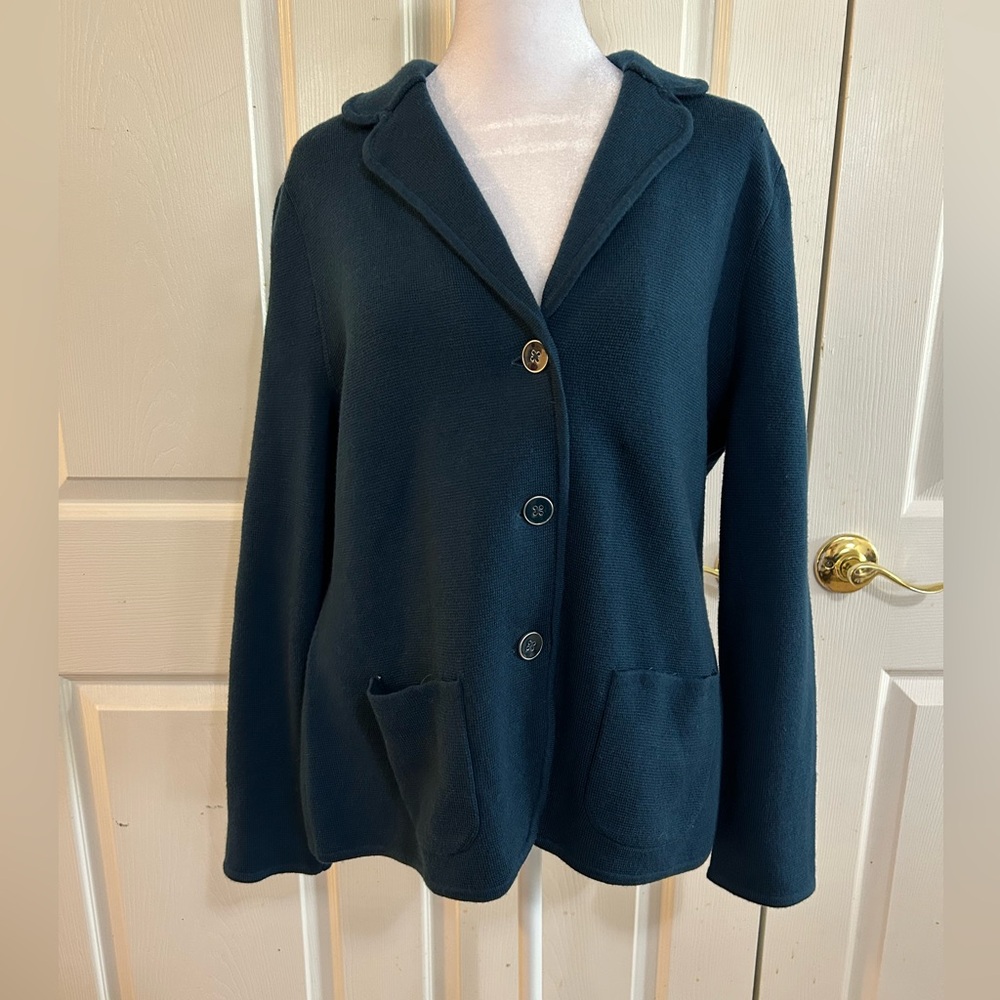 Talbots merino wool cardigan in French blue, Large Petite